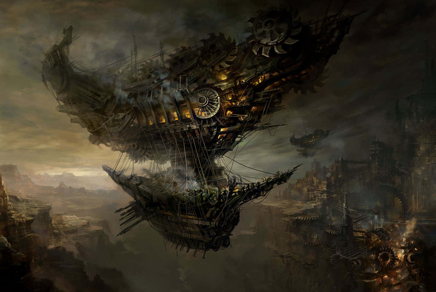 Dark Steampunk Cityscape Wallpaper