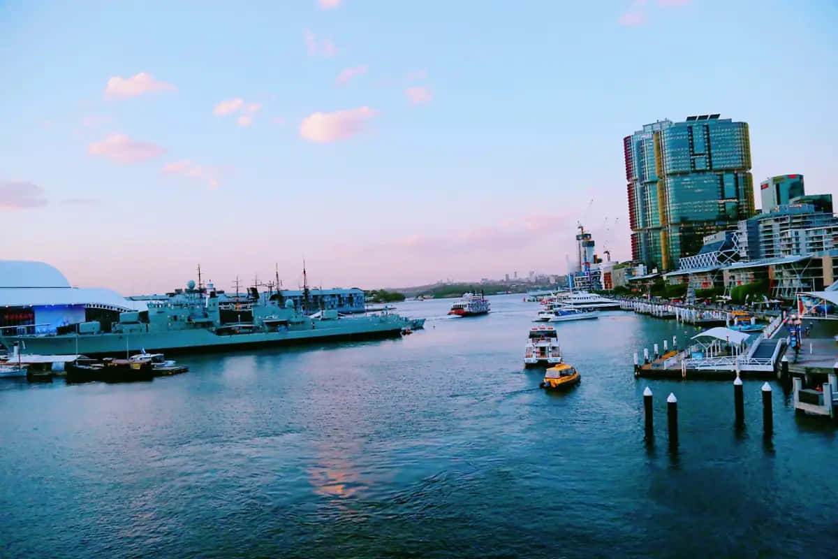 Darling Harbor Sydney Dusk View Wallpaper