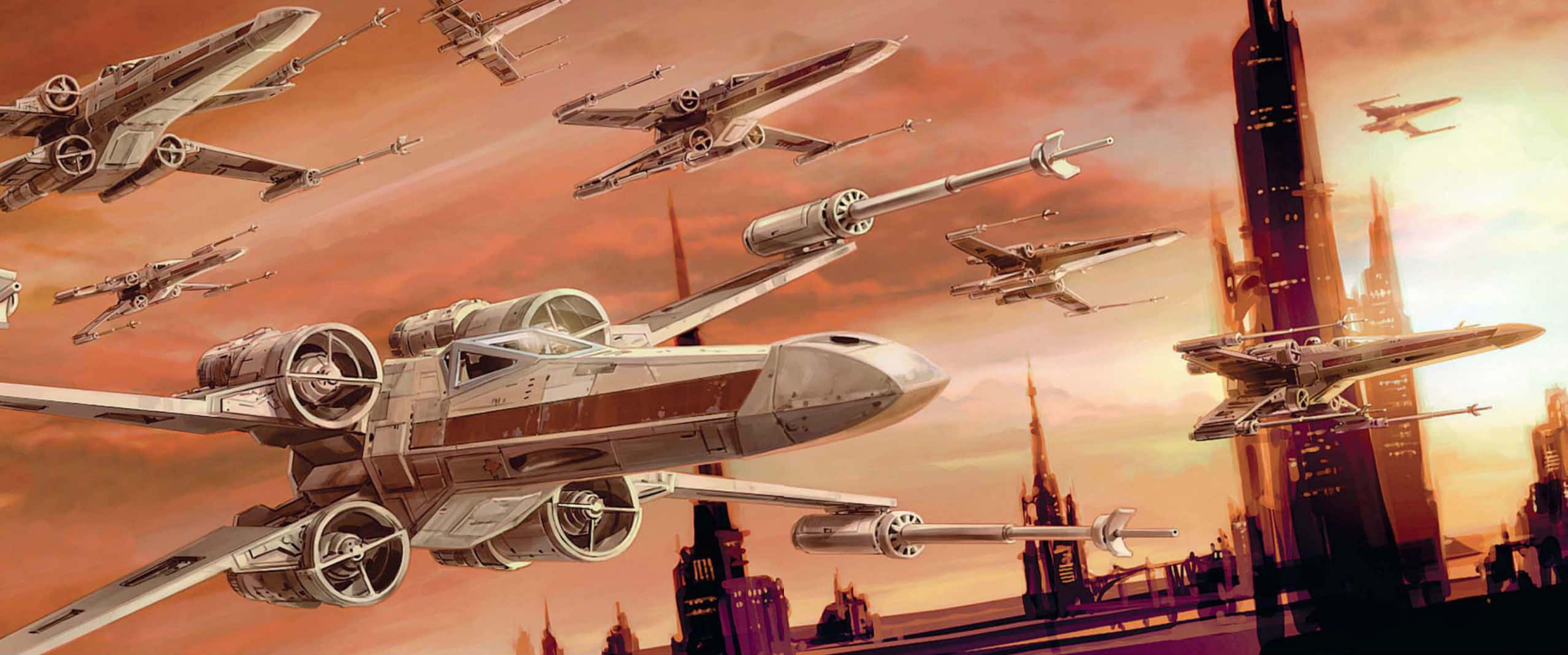 Darth Vader's Tie Advanced Fighters Pursue The Millennium Falcon Wallpaper