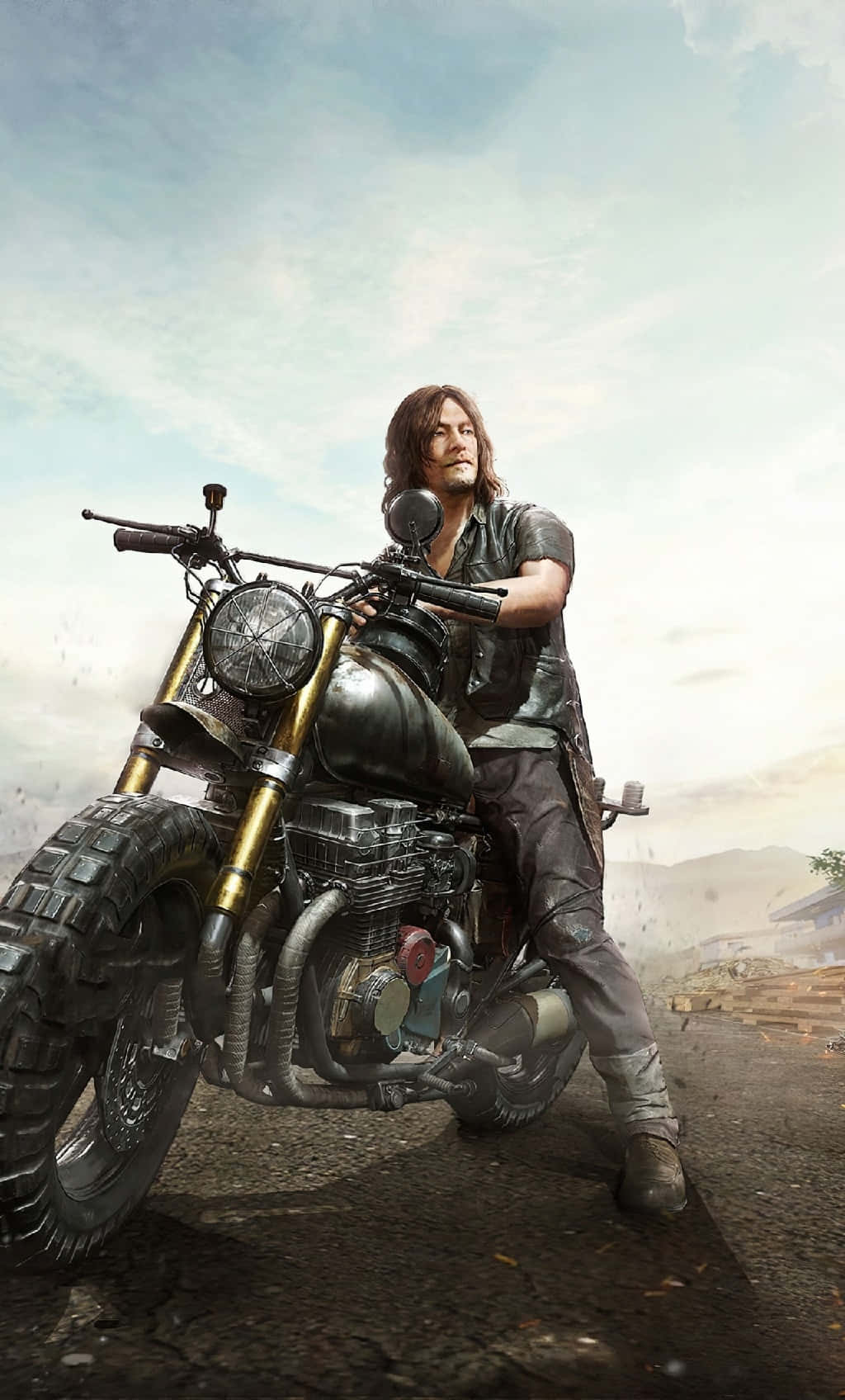 Daryl Dixon Motorcycle Pose Wallpaper