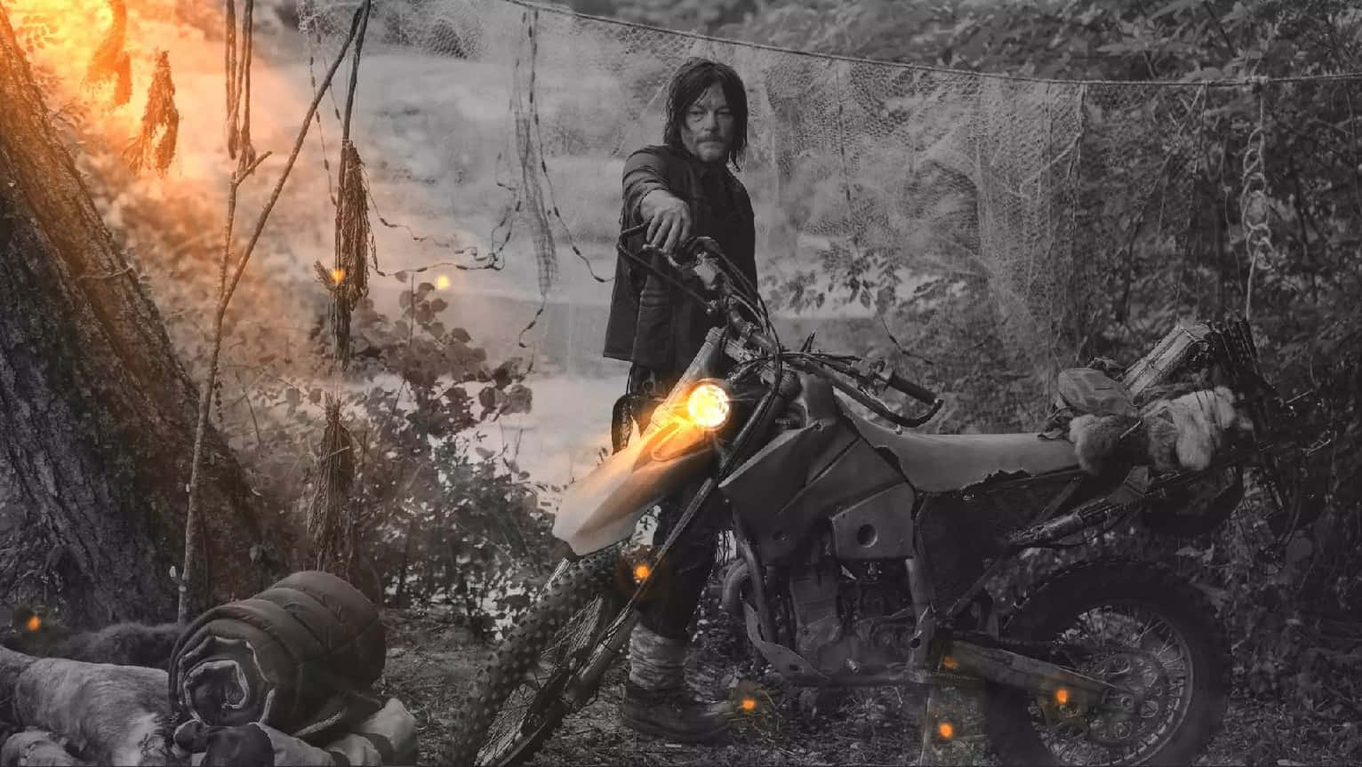 Daryl Dixon Motorcycle Standoff Wallpaper