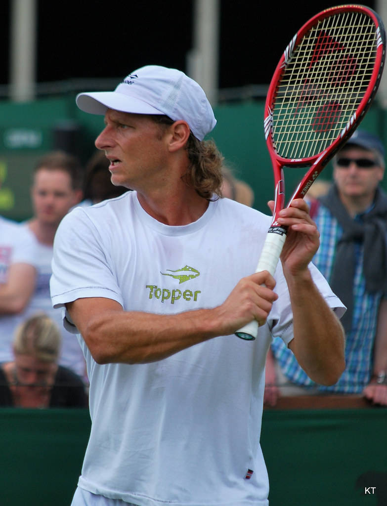 David Nalbandian Performing A Double Handed Backhand Stroke Wallpaper