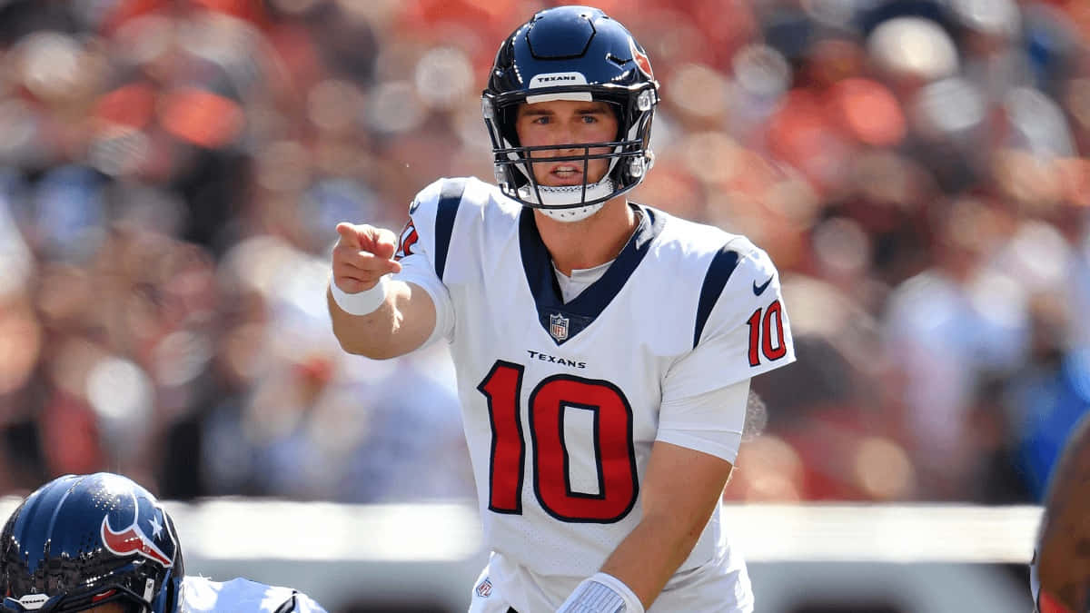 Davis Mills Texans Quarterback Action Shot Wallpaper