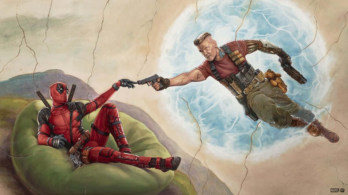 Deadpool And Cable In An Epic Battle Wallpaper