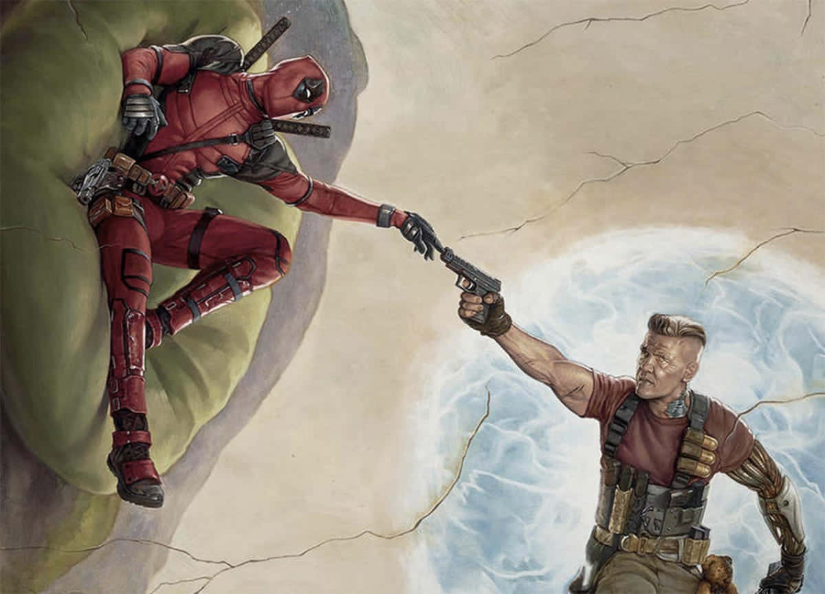 Deadpool And Cable Standing Back-to-back In Action Wallpaper