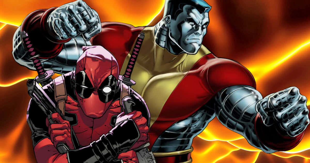 Deadpool And Colossus - Unlikely Allies In Action Wallpaper