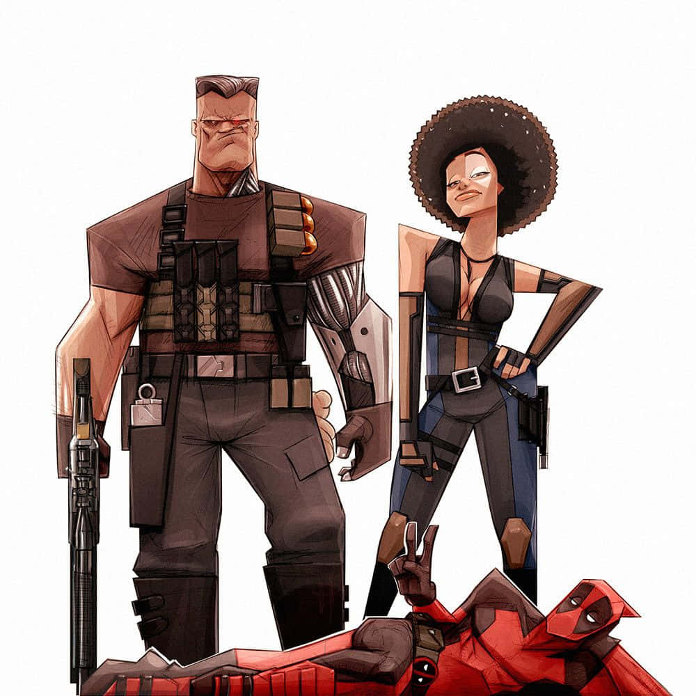 Deadpool And Domino In Action Wallpaper