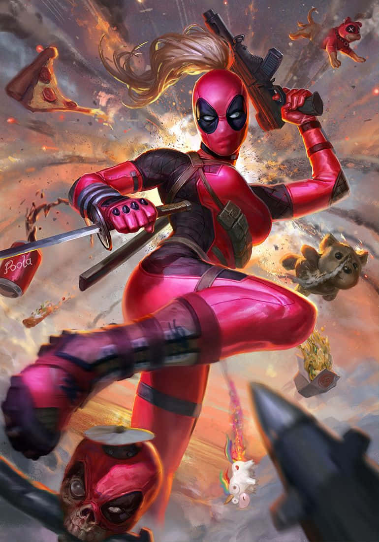 Deadpool And Lady Deadpool: Unstoppable Duo Wallpaper