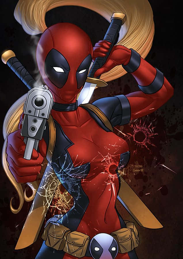 Deadpool And Lady Deadpool: Unstoppable Superhero Duo Wallpaper