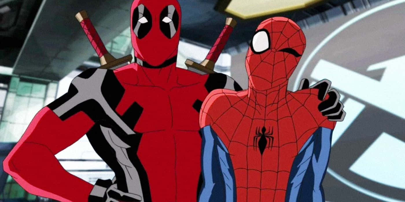 Deadpool And Spiderman Team Up In An Epic Comic Adventure Wallpaper