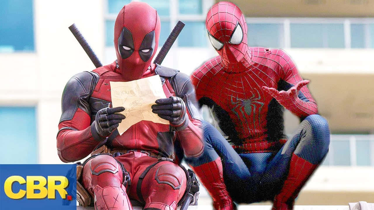 Deadpool And Spiderman - Unlikely Allies Wallpaper