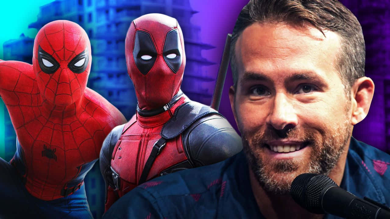 Deadpool And Spiderman - Unlikely Superhero Duo Wallpaper