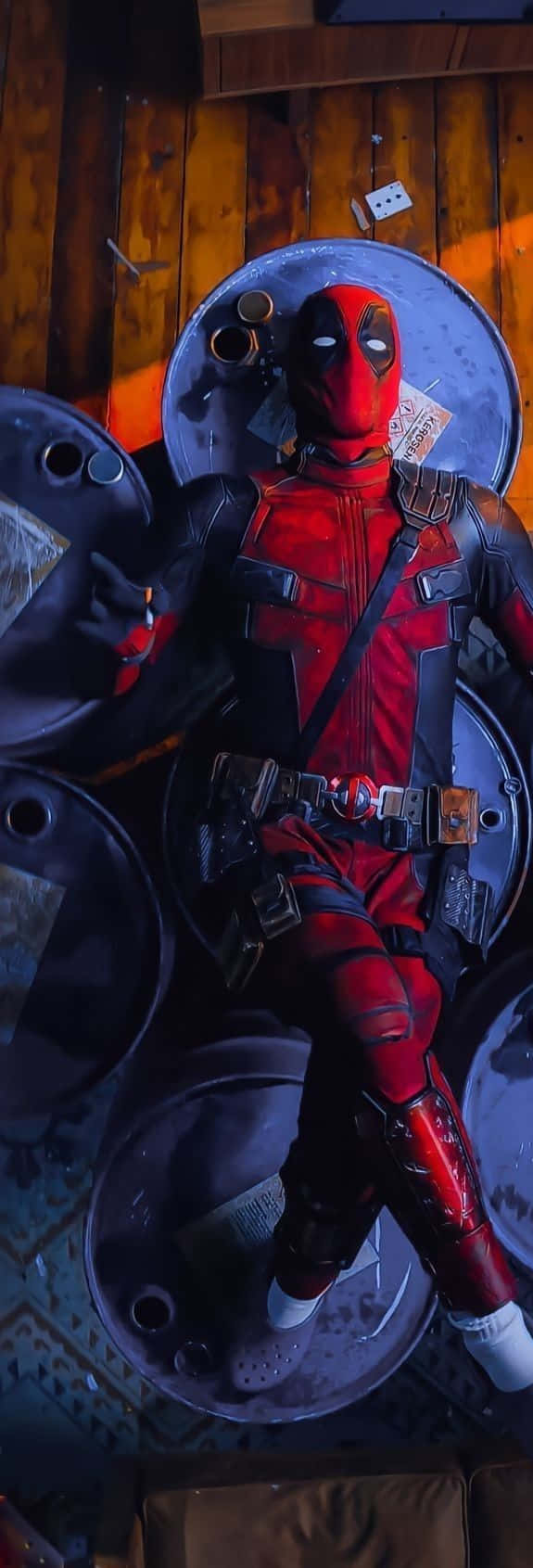 Deadpool Cartoon In Action Wallpaper