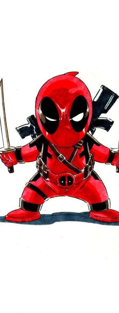 Deadpool Cartoon In Action Wallpaper