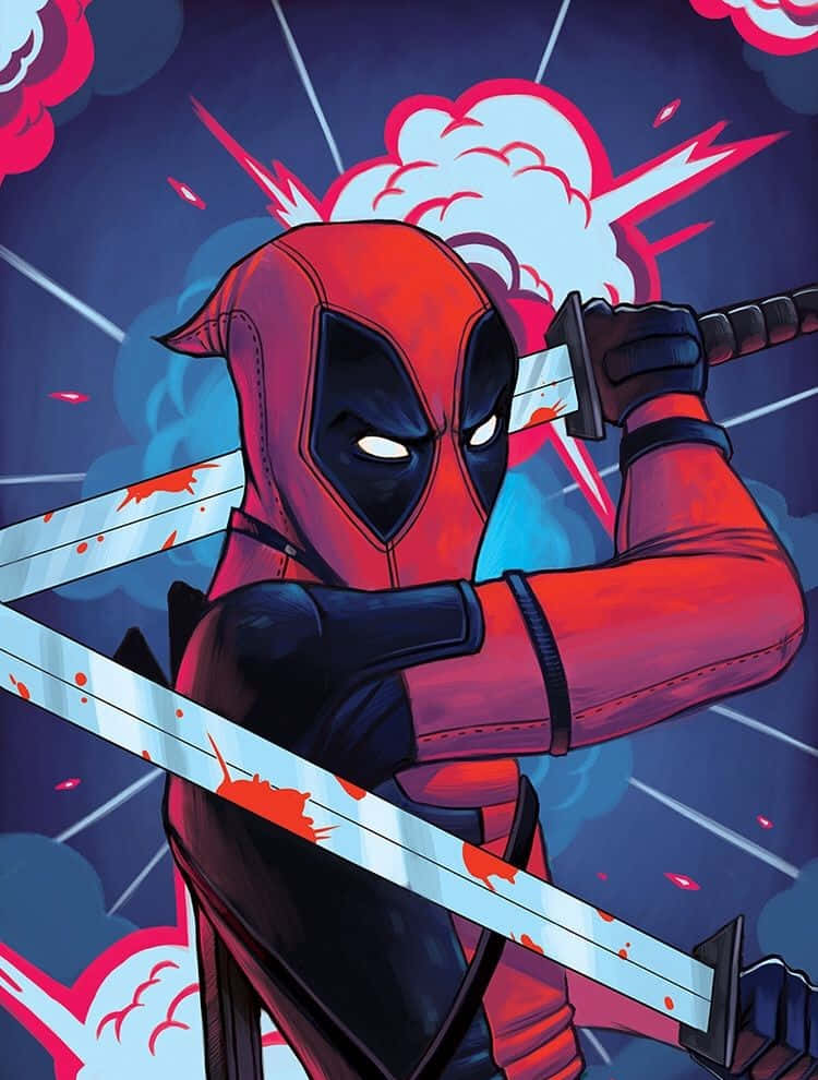 Deadpool Cartoon In Action Wallpaper