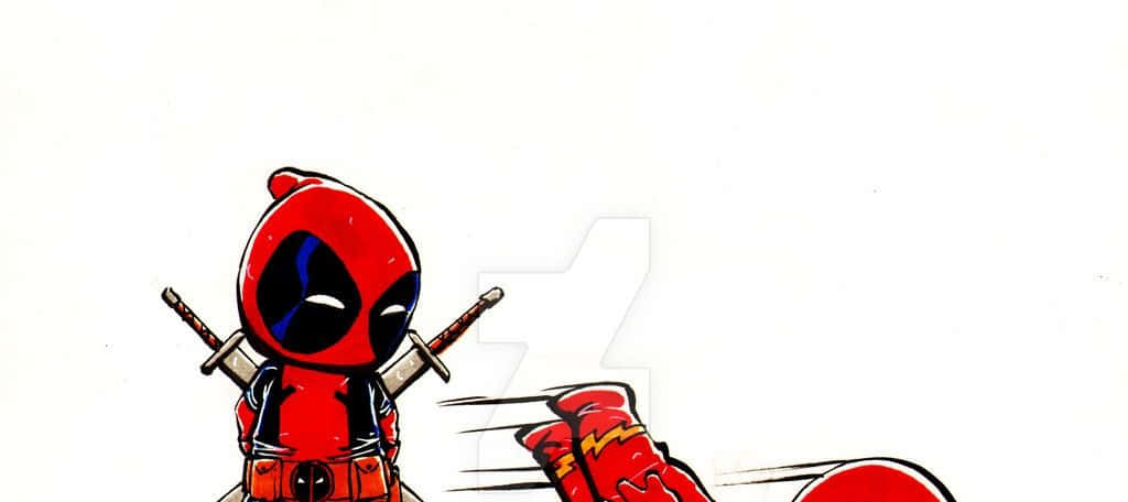 Deadpool In Action: The Merc With A Mouth Strikes A Dynamic Pose Wallpaper