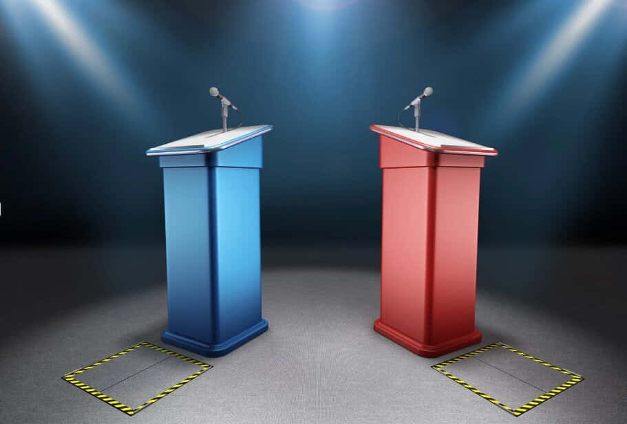 Debate Podiums Blue Red Wallpaper