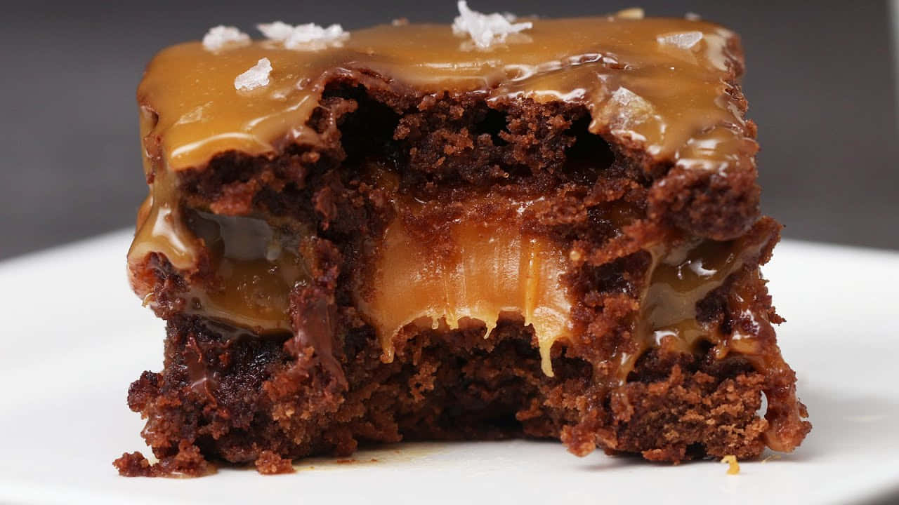 Decadent Caramel Brownie Delight Wallpaper