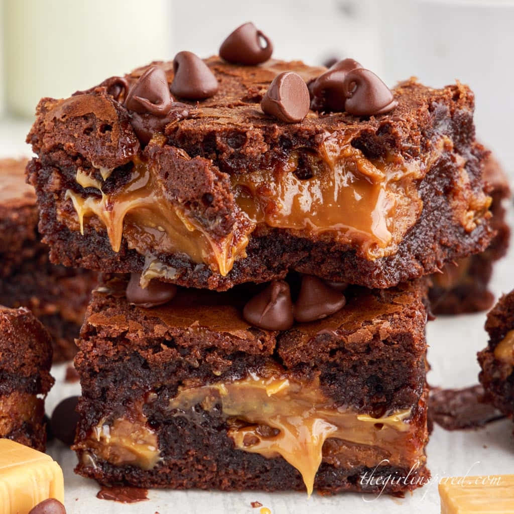 Decadent Caramel Brownie Delight Wallpaper