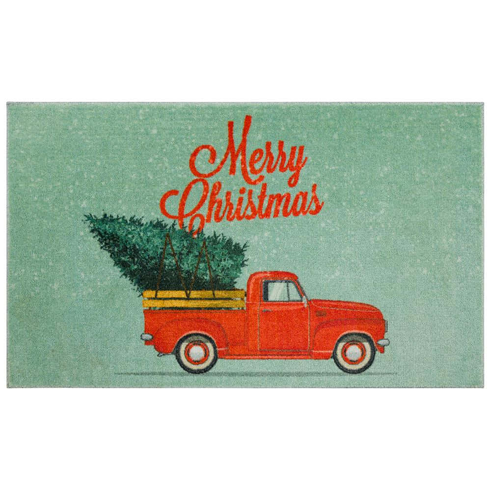 Deck The Vintage Truck With Christmas Bells And Holly Wallpaper