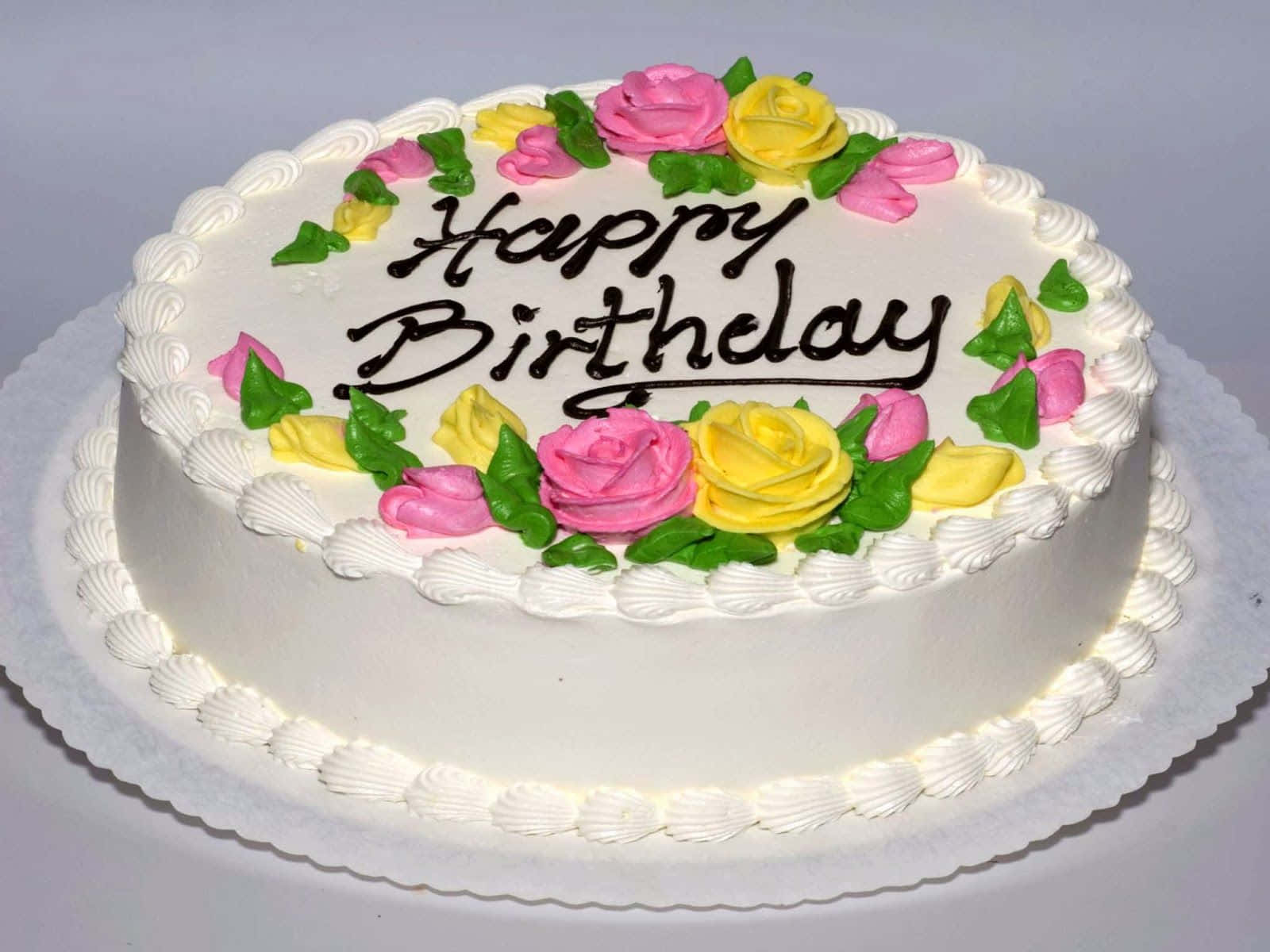 Decorated Happy Birthday Cake Wallpaper