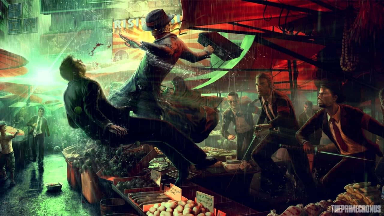 Dedicated Martial Artist Showcasing Skills At A Market Wallpaper