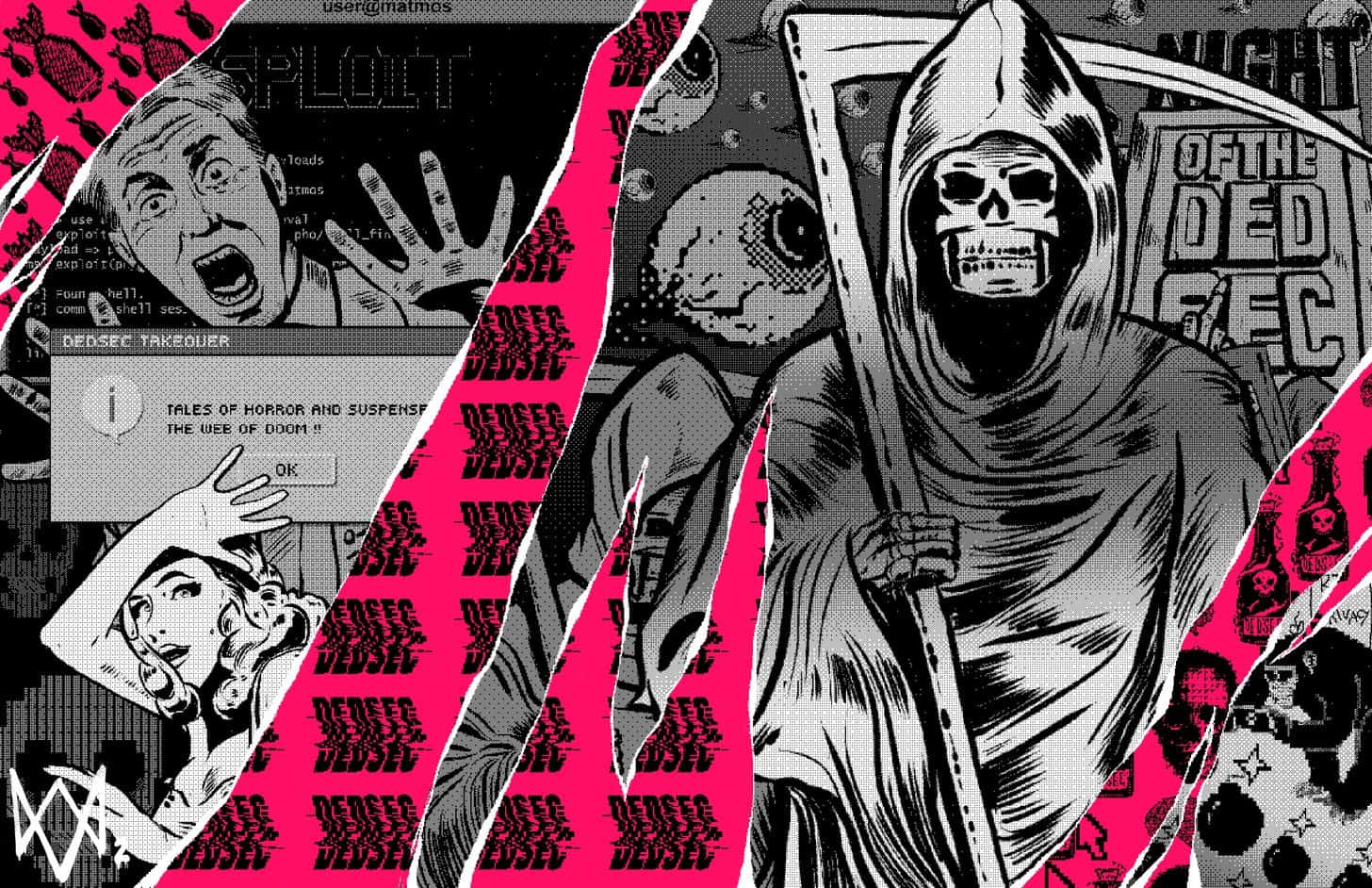 Dedsec Horror Comic Style Artwork Wallpaper