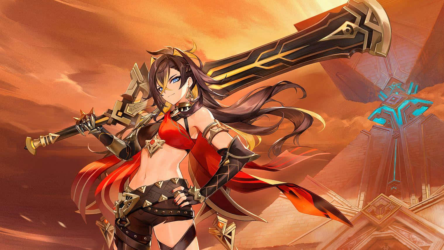 Dehya Warrior Under Desert Sun Wallpaper