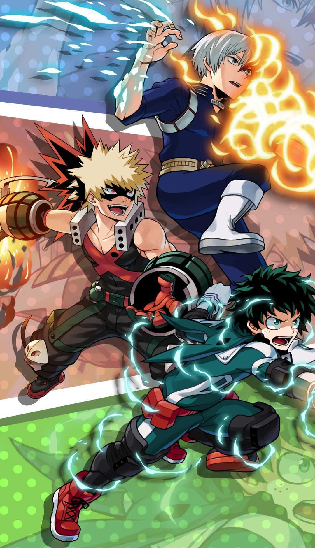 Deku And Todoroki, Two Of The Most Powerful Superheroes In My Hero Academia Wallpaper