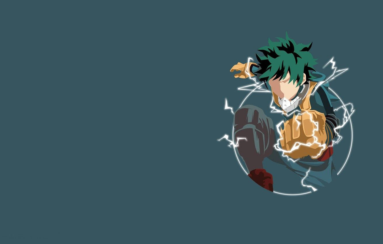 Deku Standing On Top Of His Power Wallpaper