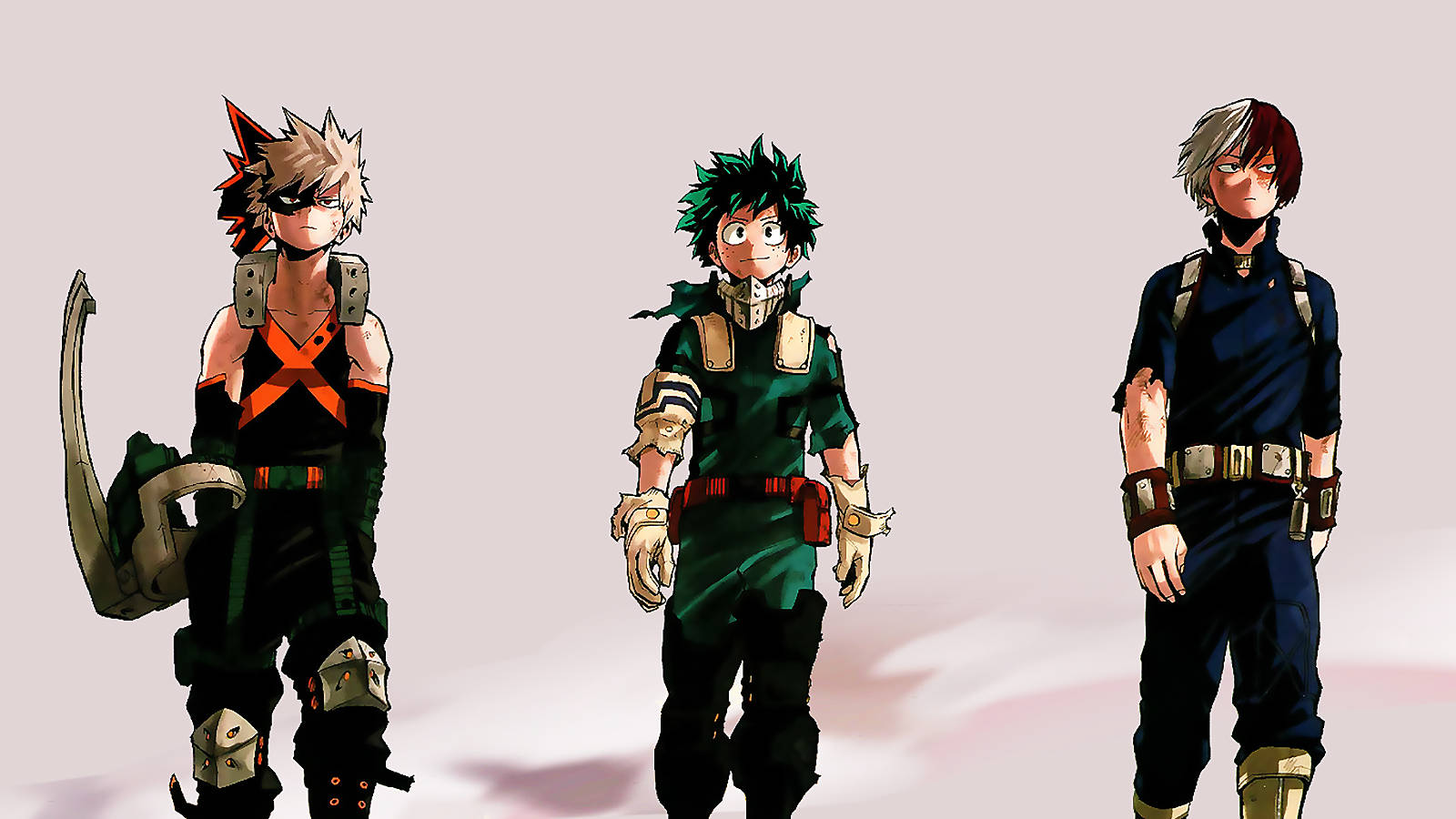 Deku, Todoroki, And Bakugou - Ready For Action! Wallpaper