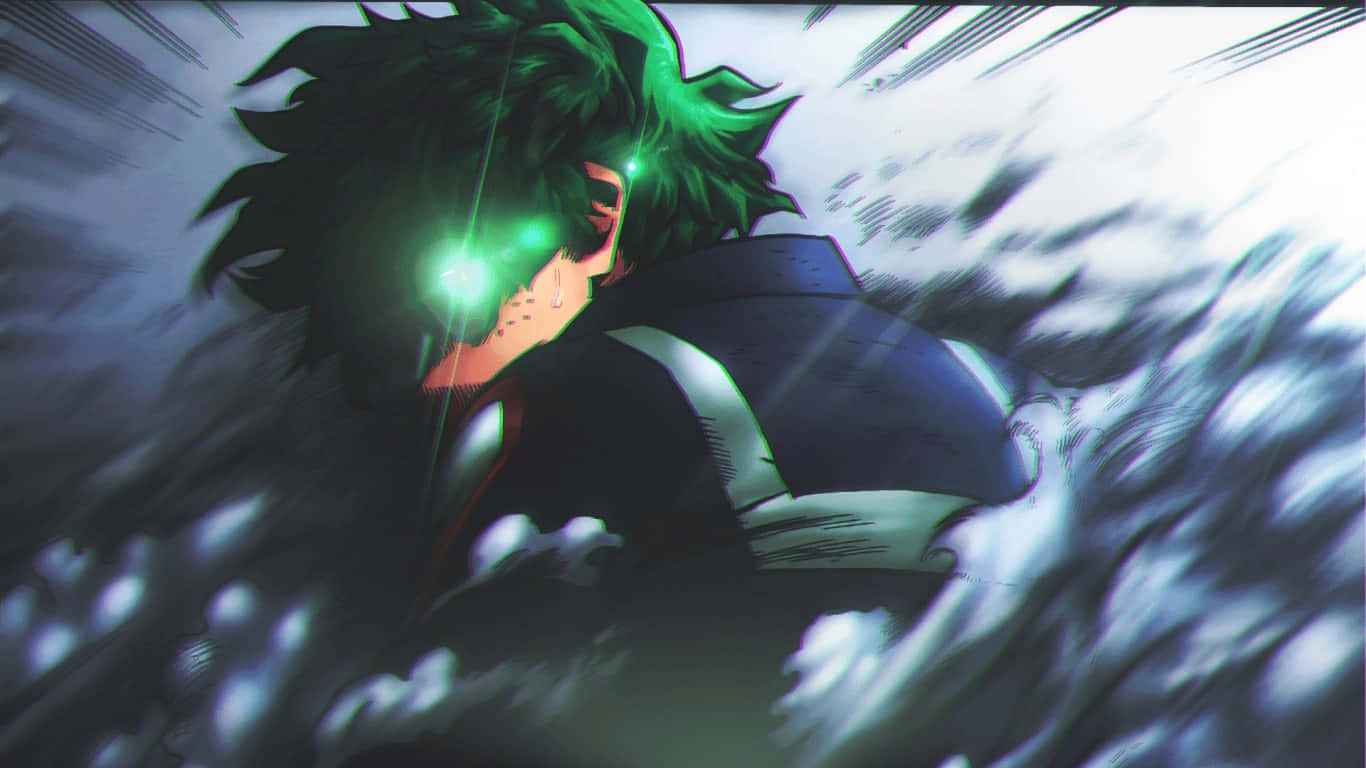 Deku Unleashing His Quirk In My Hero Academia Wallpaper