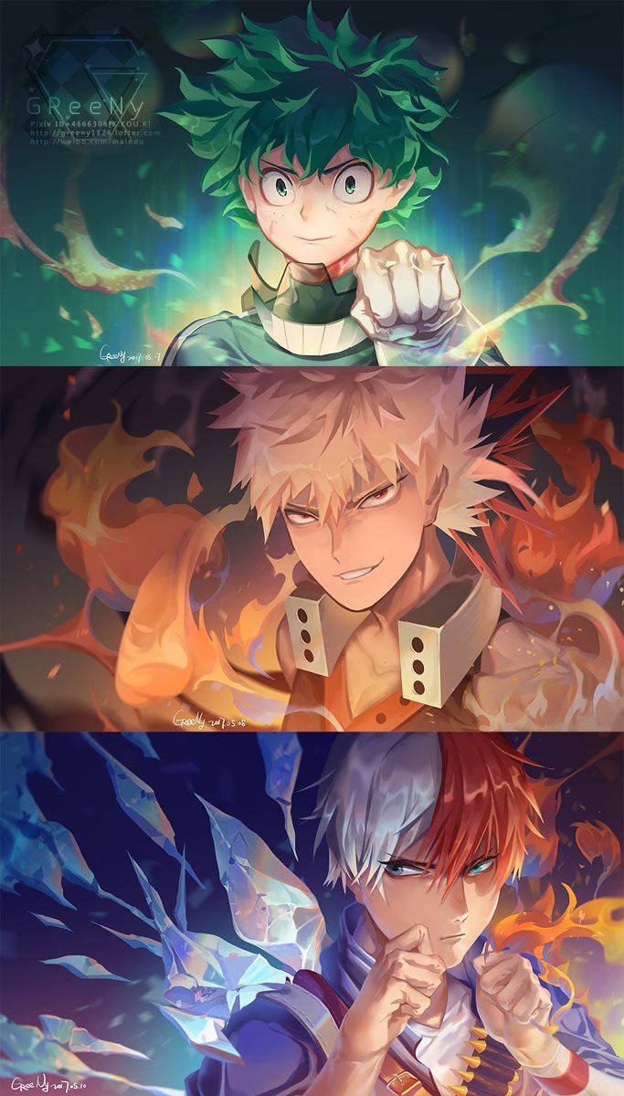 Deku X Todoroki X Bakugou Fan Work Wallpaper