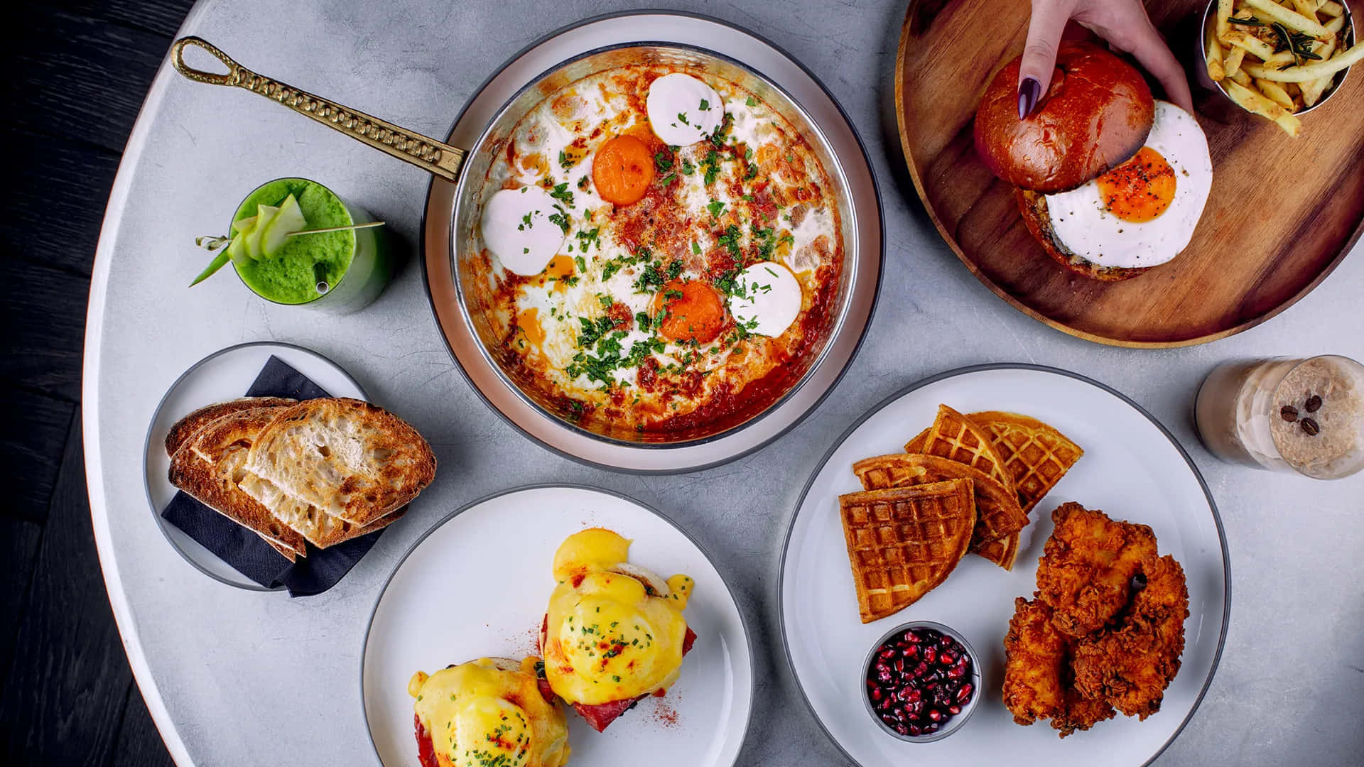 Delectable Brunch Spread With A Fresh And Healthy Assortment Wallpaper