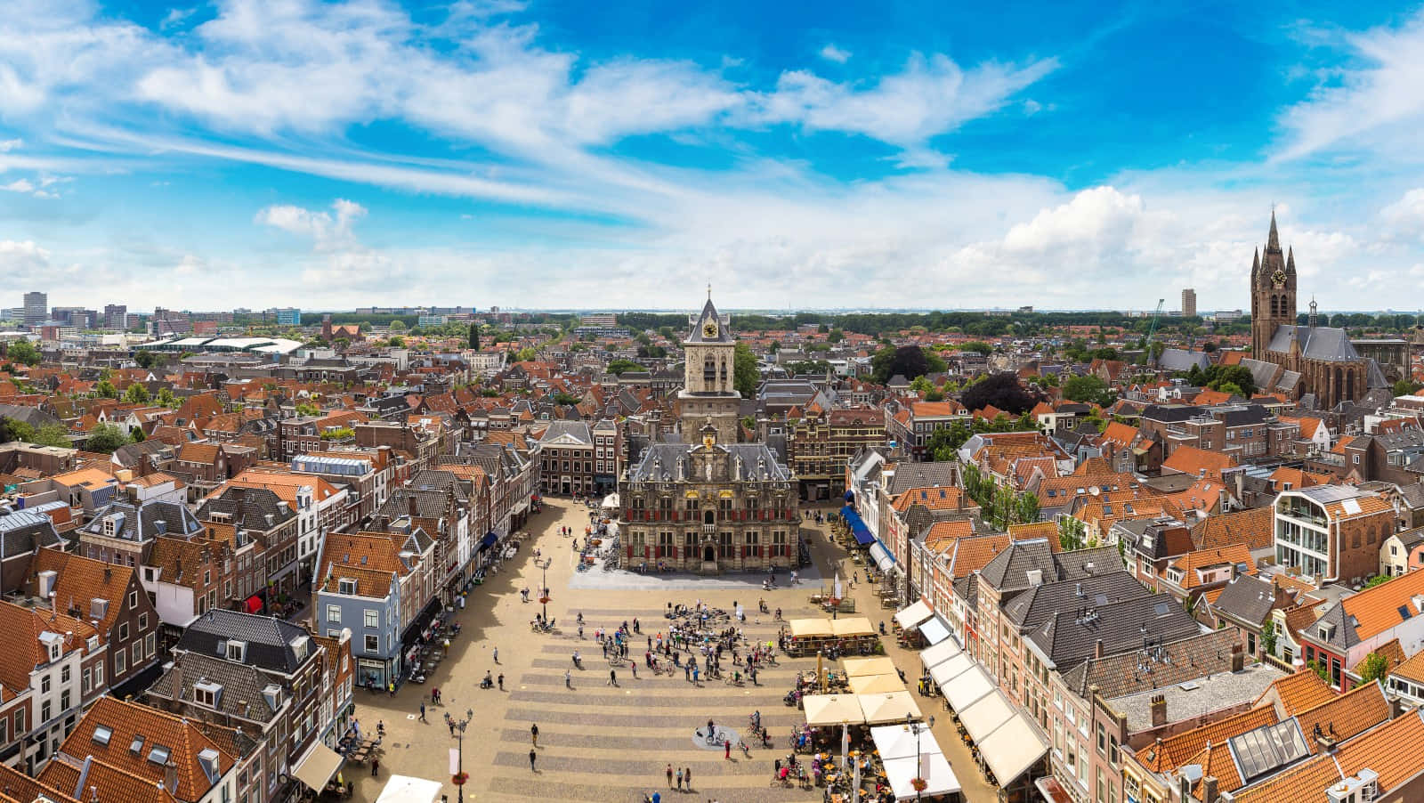 Delft Cityscape Aerial View Wallpaper