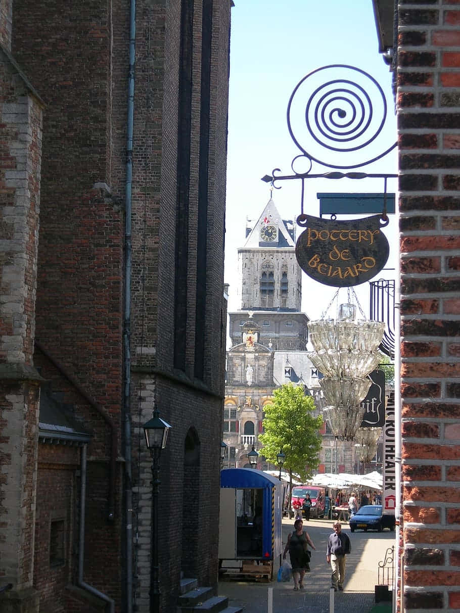 Delft Cityscapewith Church Tower Wallpaper