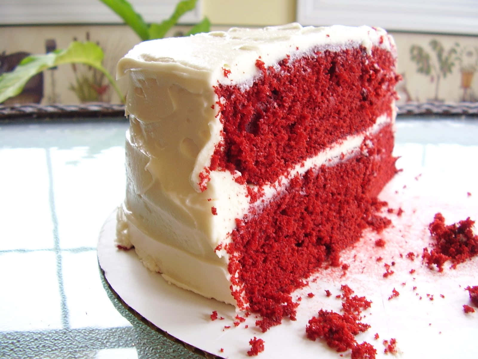 Delicious Red Velvet Cake On A Plate Wallpaper