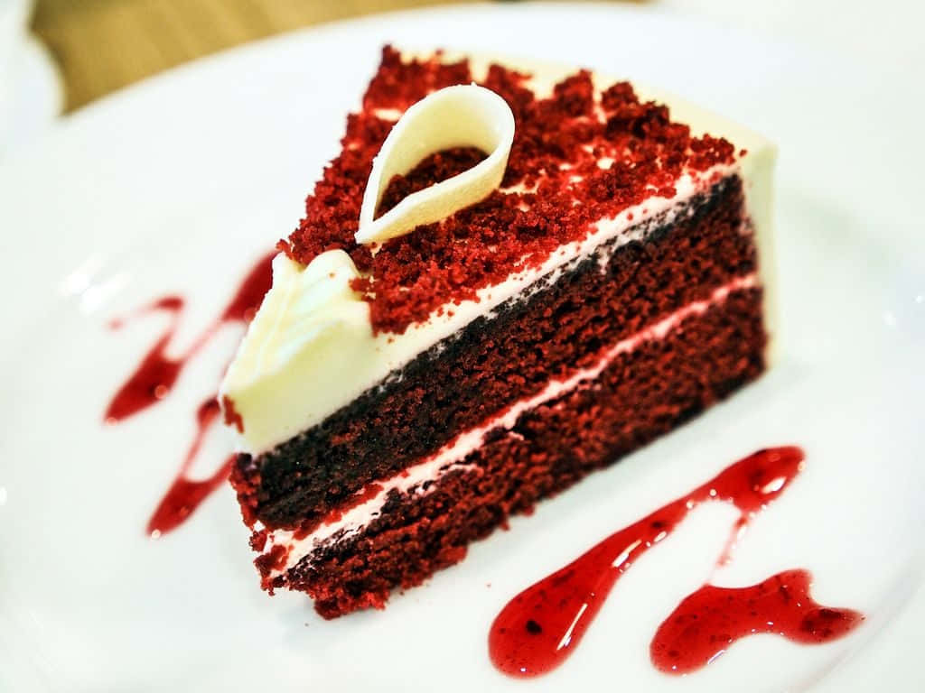 Delicious Red Velvet Cake With Cream Cheese Frosting Wallpaper