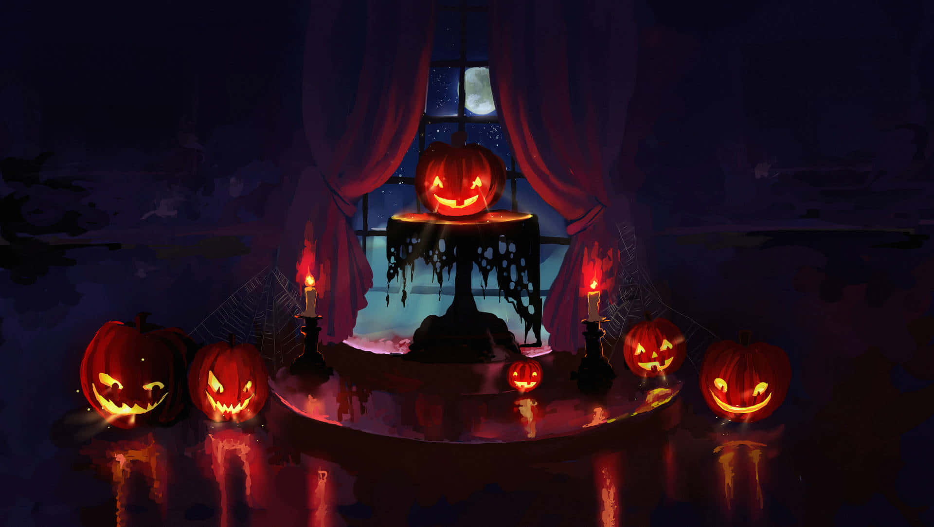 Delightfully Spooky Halloween Candles Wallpaper