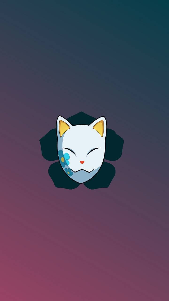 Demon Slayer Mask With Blue Flower Wallpaper