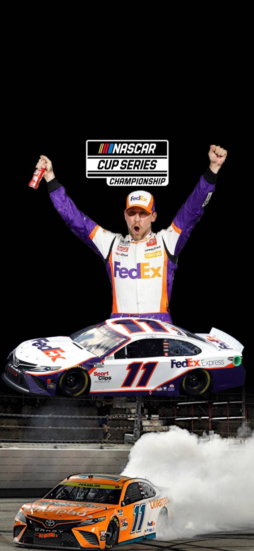 Denny Hamlin Victory Collage Wallpaper