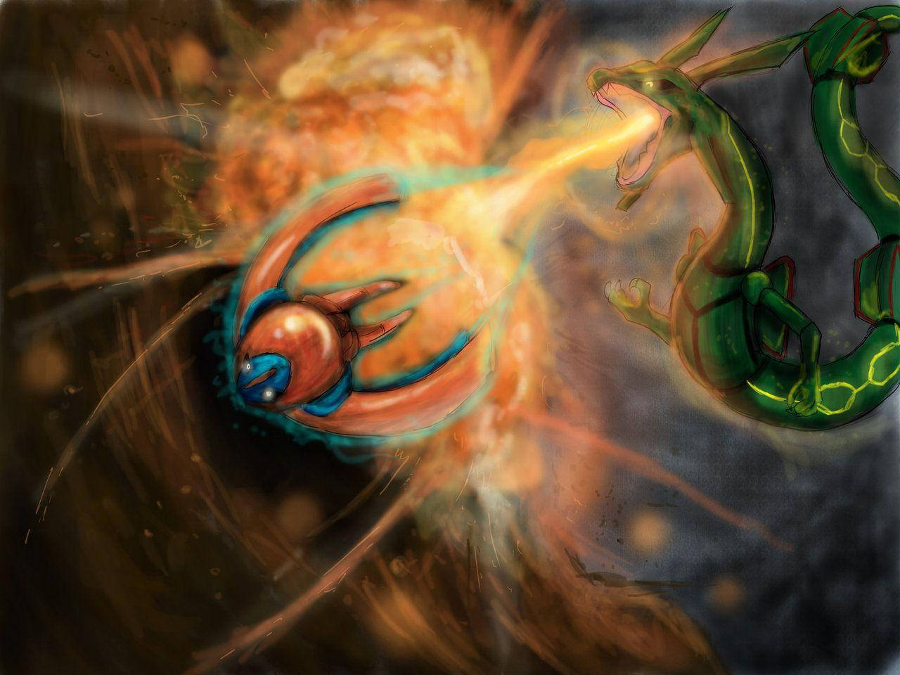 Deoxys Defense Form Vs Rayquaza Wallpaper