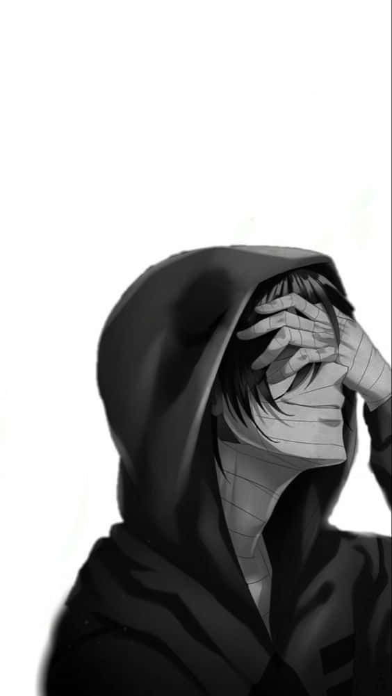 Depressed Anime Boy In Hoodie Wallpaper