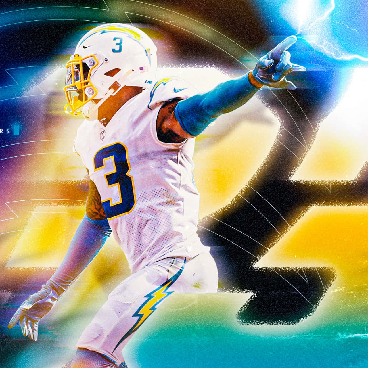 Derwin James Electric Fanart Los Angeles Chargers Wallpaper