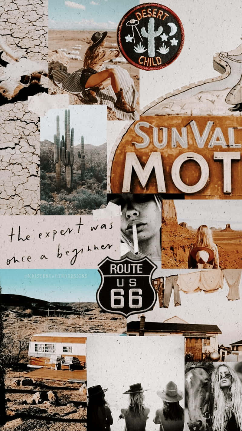 Desert Cowboy Collage Aesthetic.jpg Wallpaper