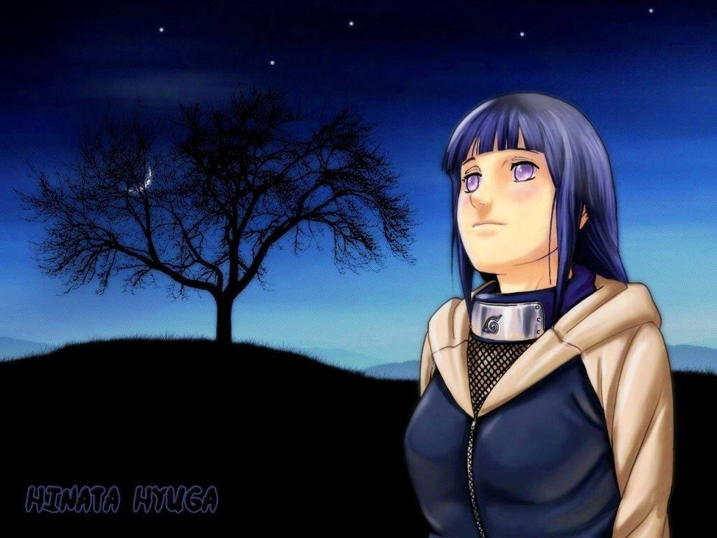 Determined Hinata Hyuga In Battle Stance Wallpaper