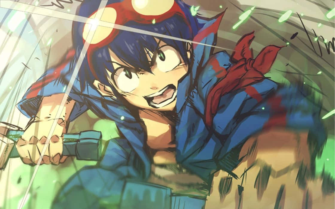 Determined Simon Ready For Action In Gurren Lagann Wallpaper