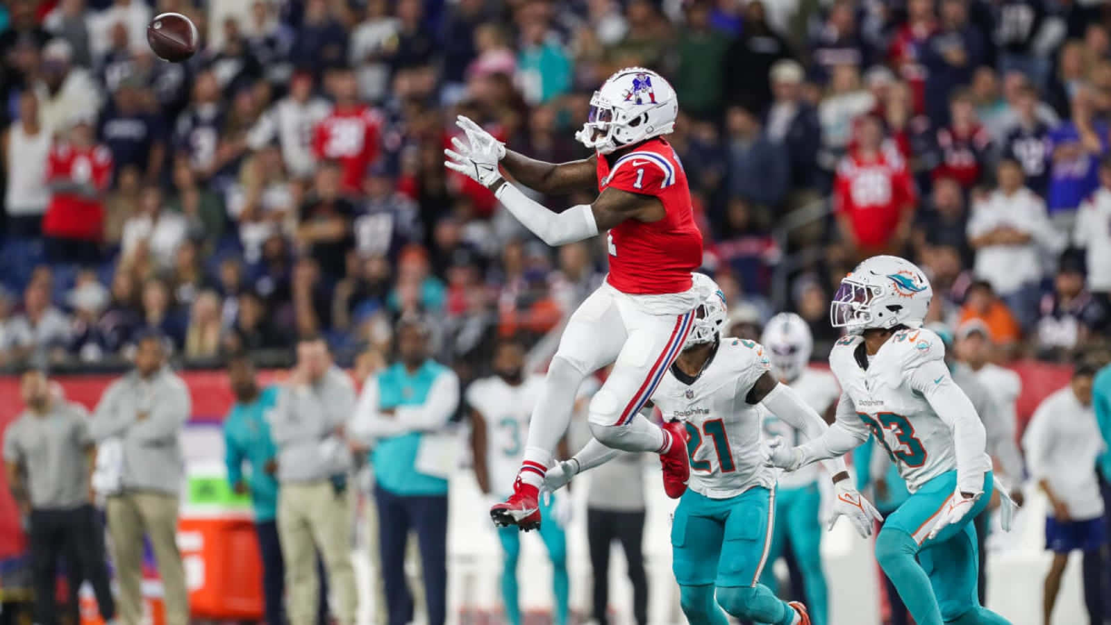 Devante Parker Catching Football In Game Wallpaper