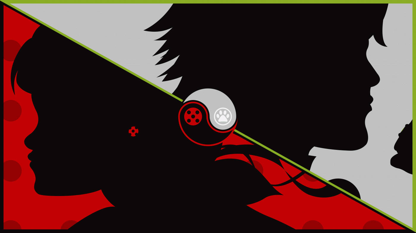 Diagonal Split Of Ladybug And Cat Noir Wallpaper