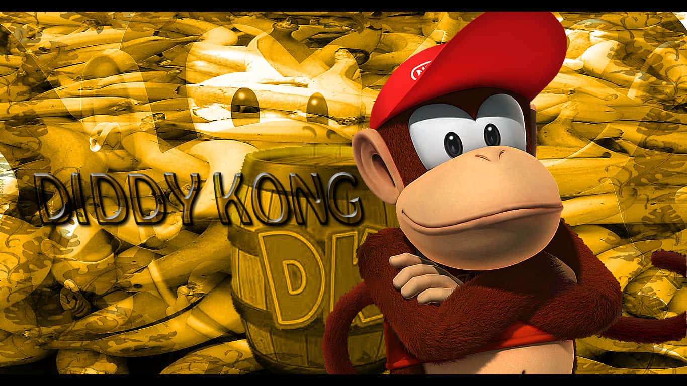 Diddy Kong Striking A Pose In A Vibrant Jungle Setting Wallpaper